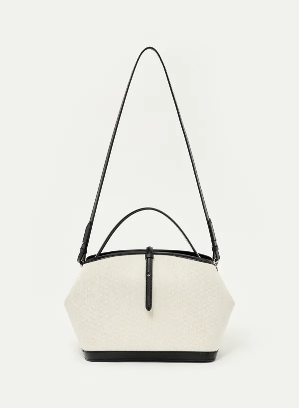 [RESTOCK] Leather-Trimmed Canvas Crossbody Ecru
