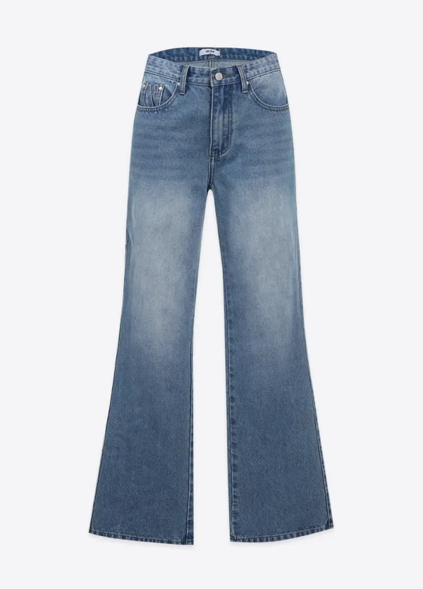  [25-36]  Albina Back Slit Semi Bootcut Denim Pants  알비나 백슬릿 새미 부츠컷 데님 팬츠 (여름-봄-빈티지-캐주얼-데일리룩-출근룩-일상룩-데이트룩-여름코디-여름데님-청바지-데님팬츠-부츠컷-슬릿-자체제작) 
