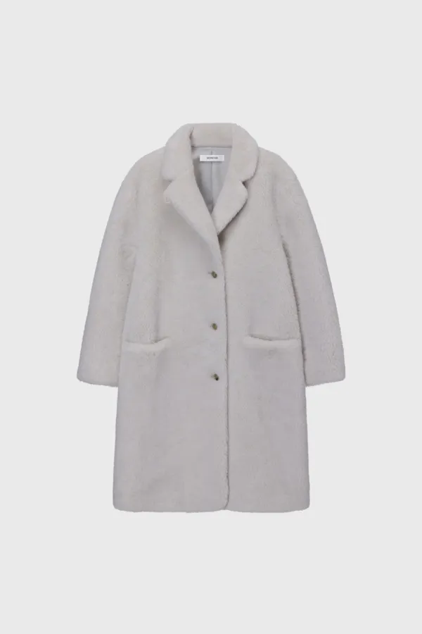 Shearling Fur Long Coat (Ivory / Cream)