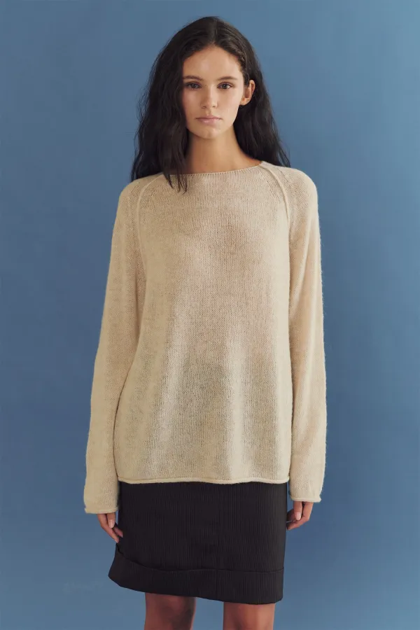 Bailey boat neck sheer knit (beige)