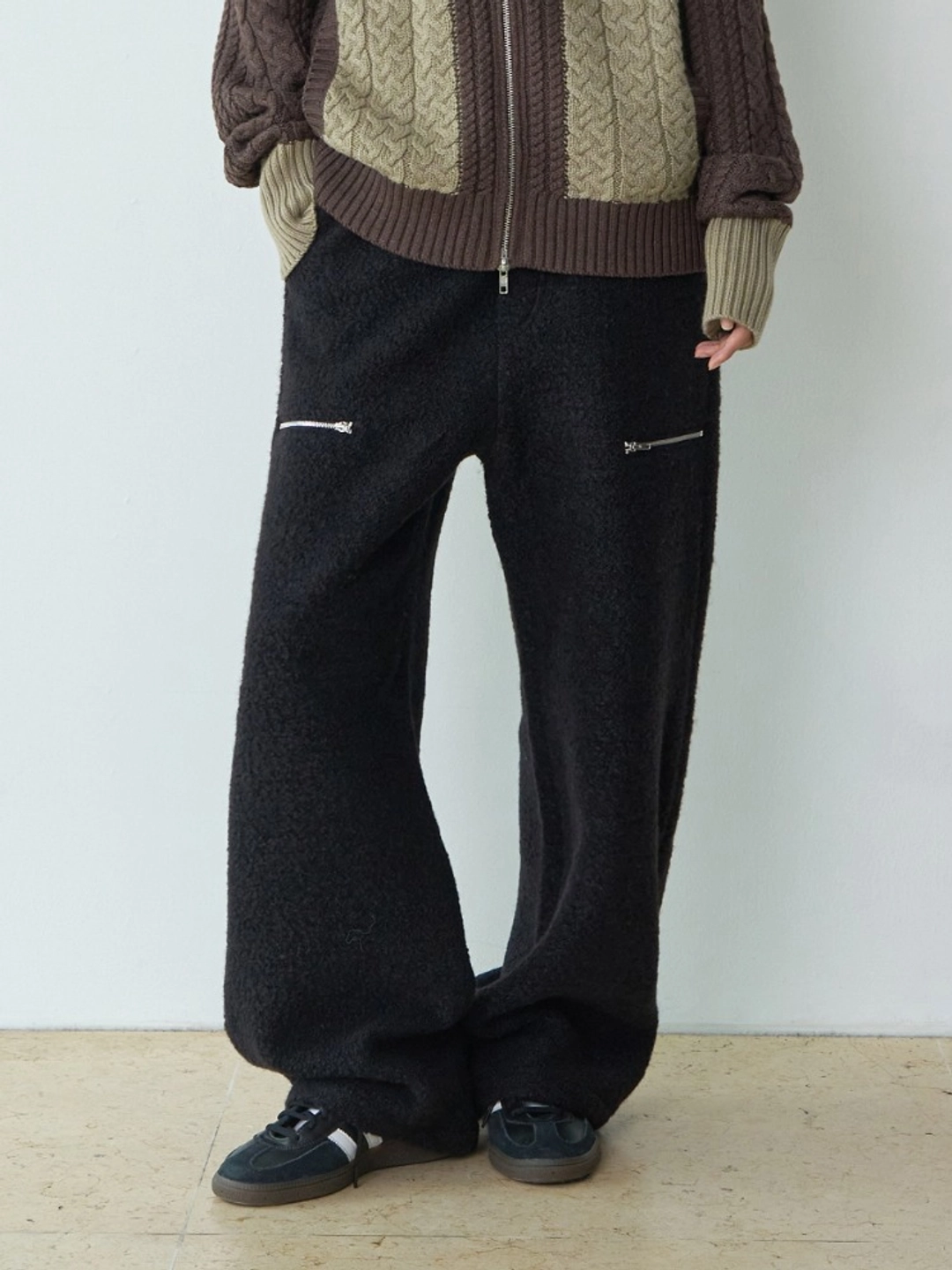 밀로 우먼 Boucle Zipper Trousers [Black] 상품 이미지 1