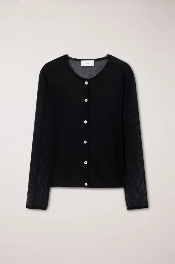 SUMMER ESSENTIAL CREWNECK CARDIGAN BLACK_UDSW6B222BK