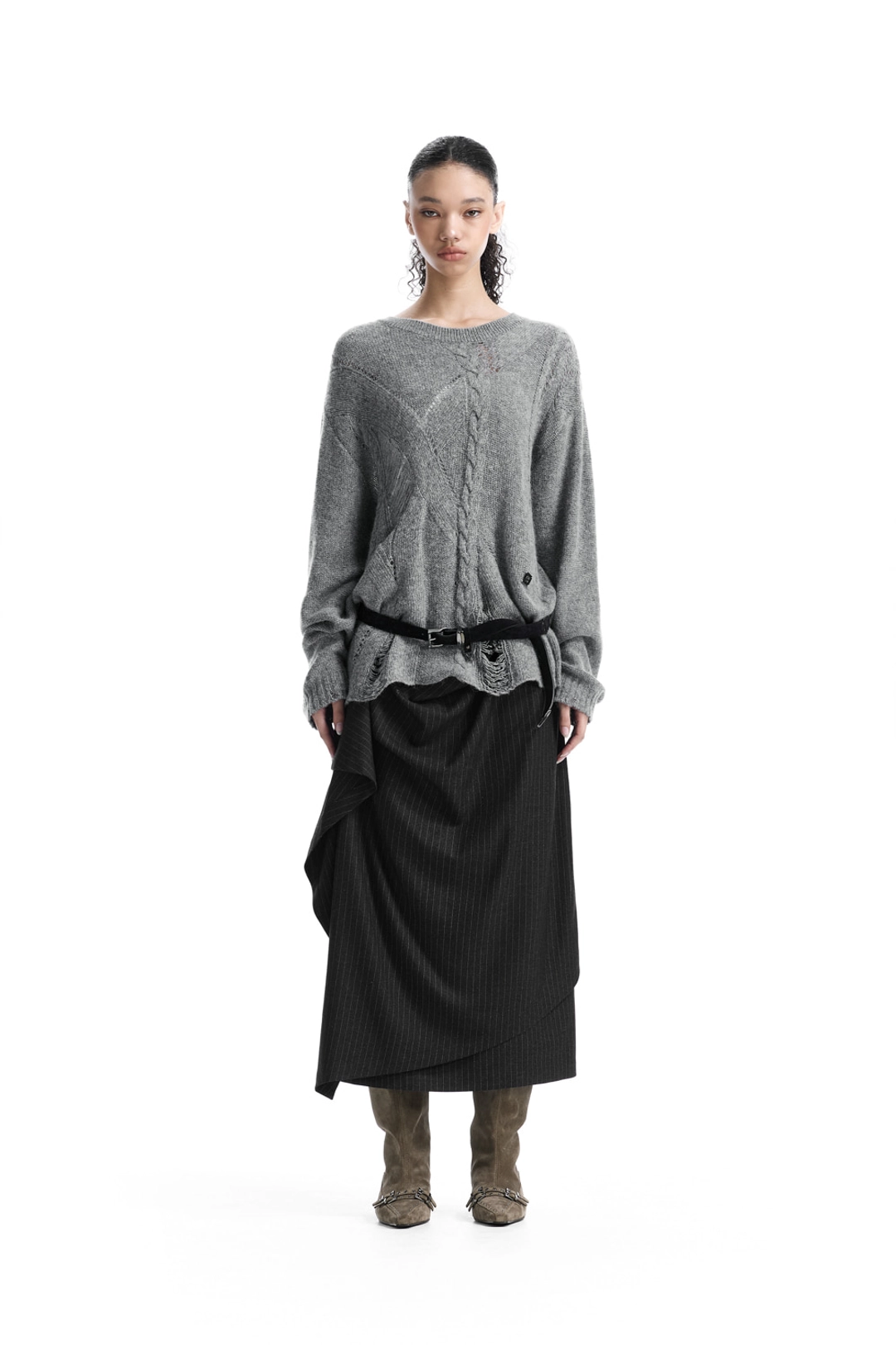 트리밍버드 Distressed Cable-Knit Top [ Gray ] 상품 이미지 2
