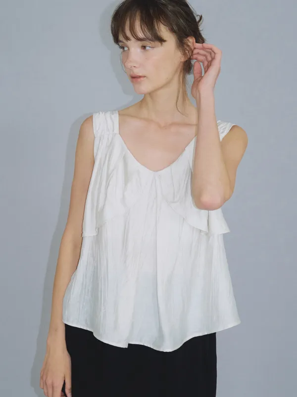 flap shirring flared blouse (ash beige) orc 6076