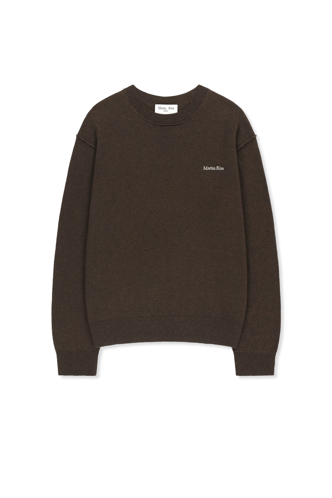 마뗑킴 CASHMERE BLENDED PANEL KNIT PULLOVER IN BROWN 상품 이미지 1