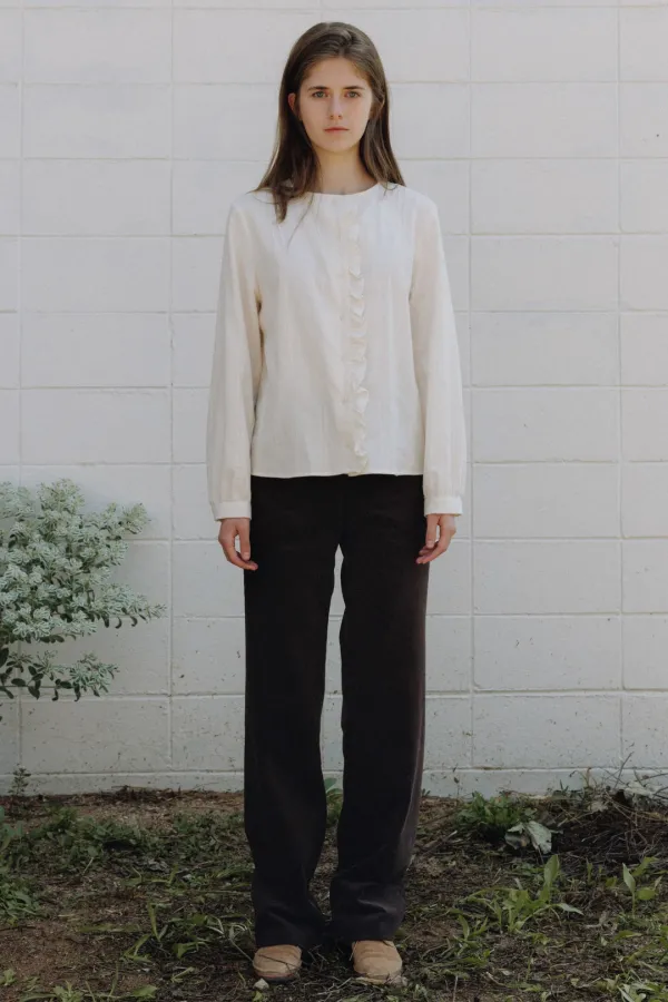 Folk corduroy slim pants (brown)