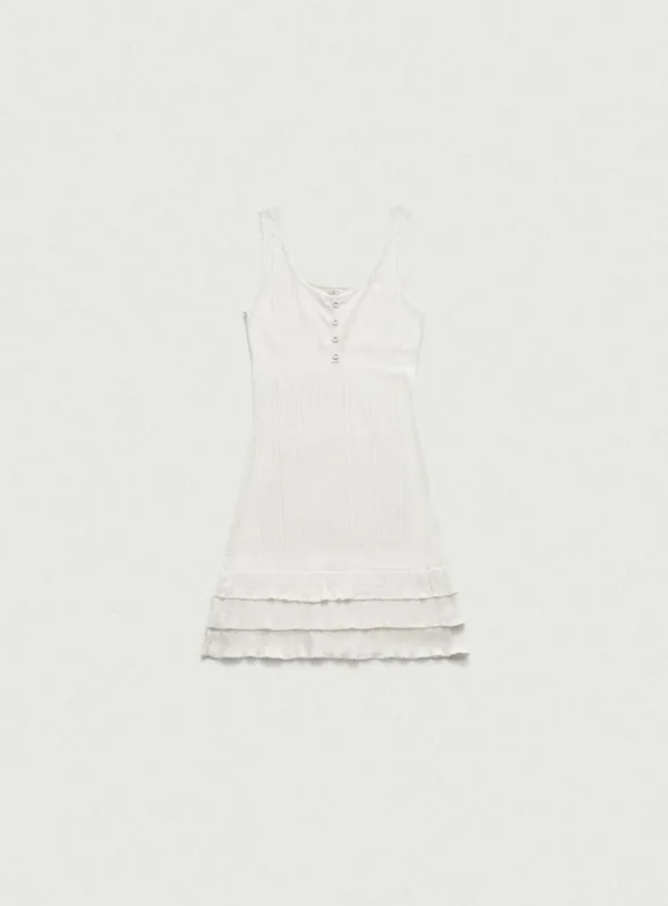 Ruffled Cotton Eyelet Knit Slip Dress_Ivory