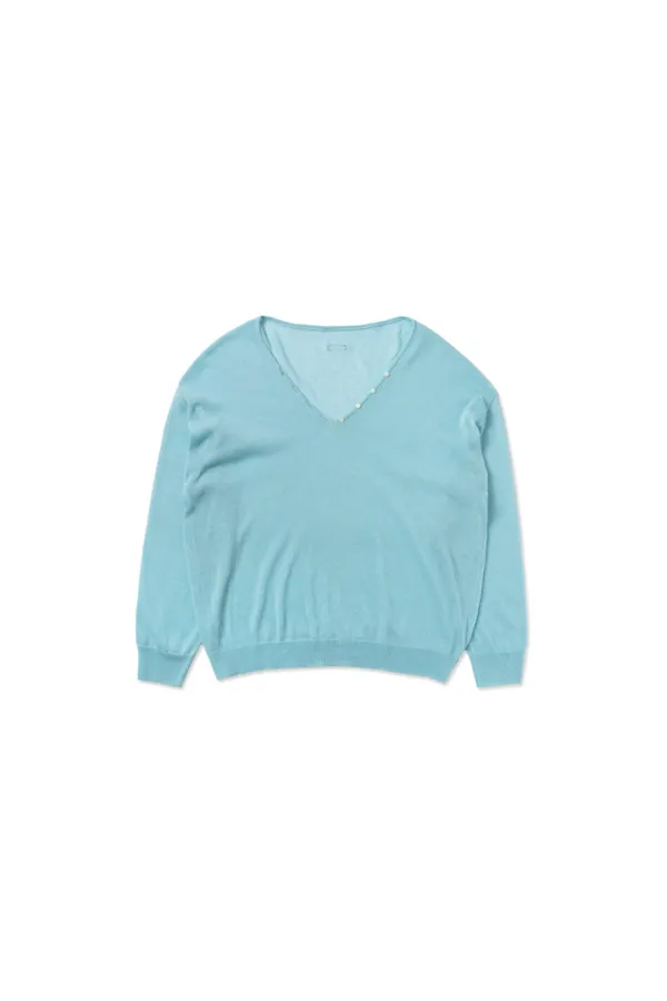 Button v-neck knit_skyblue