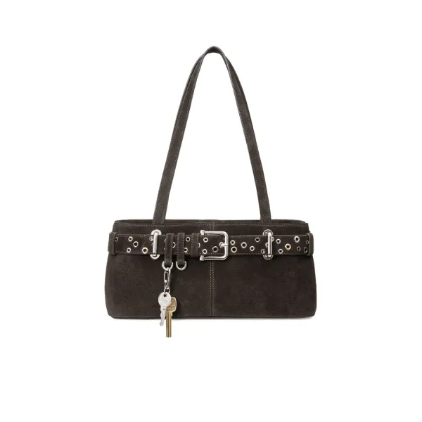 SHOULDER BROCLE MINI [SUEDE MOCHA EYELETS]