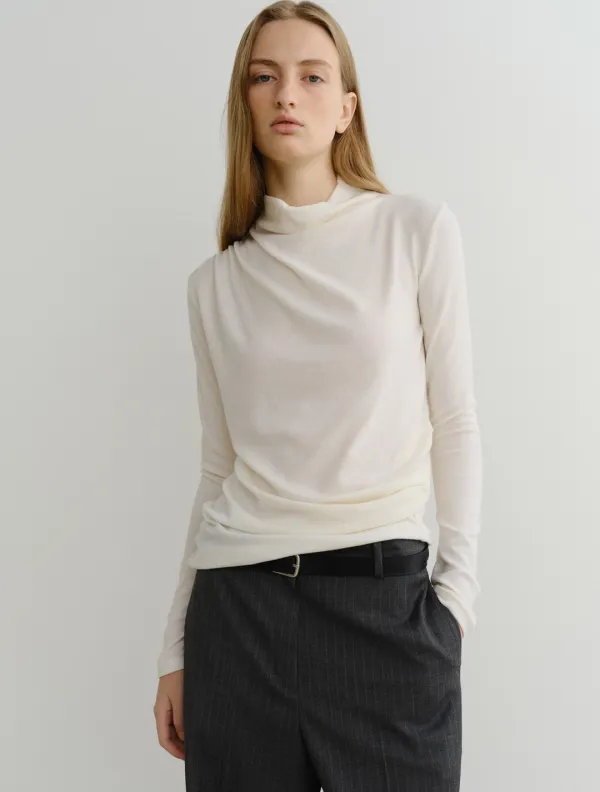 Wool Shirring Top (Ivory)