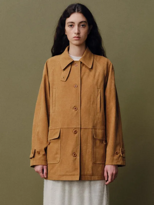 Suede single half jacket_beige