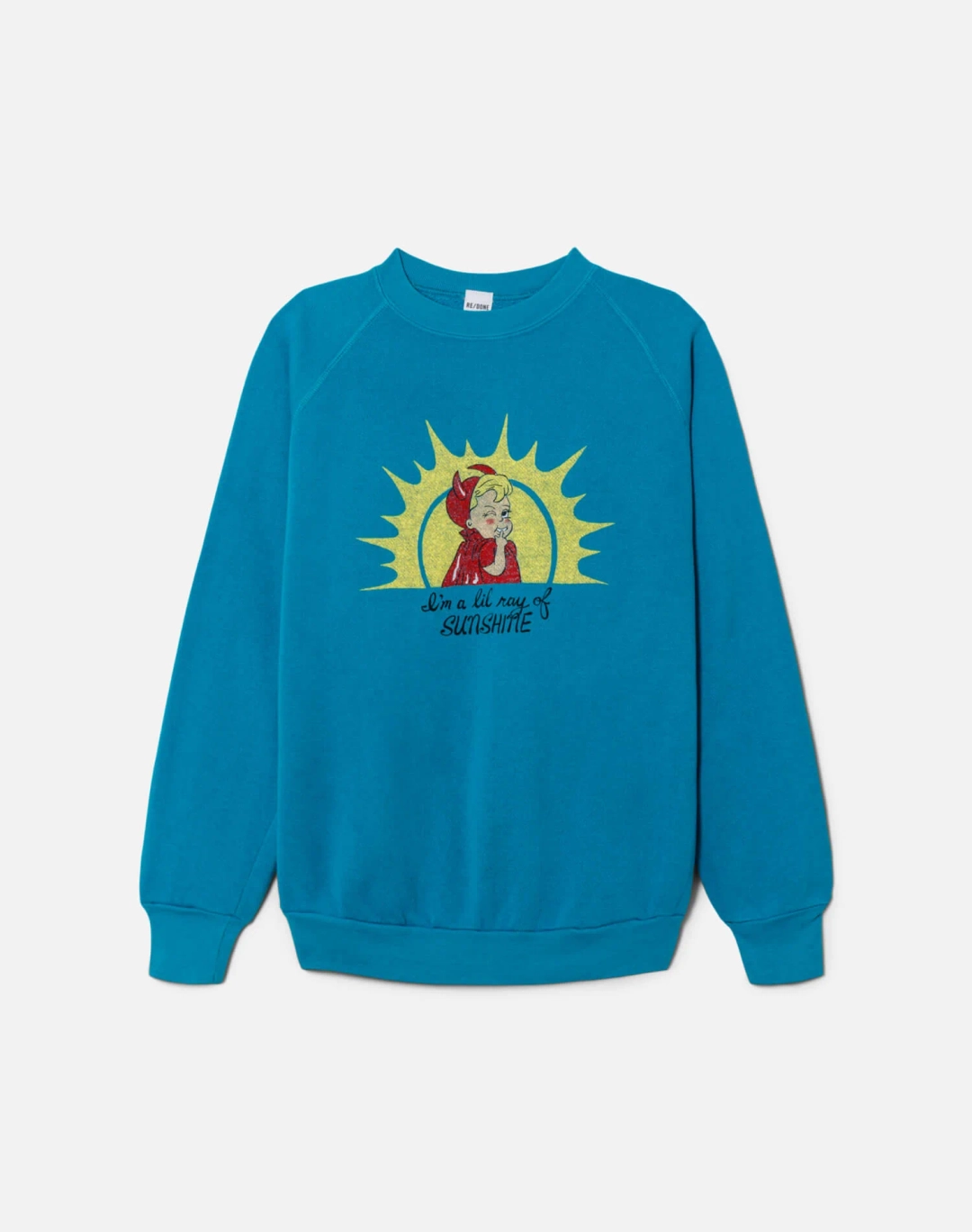 리던 Upcycled "Ray of Sunshine" Sweatshirt - Teal 상품 이미지 1