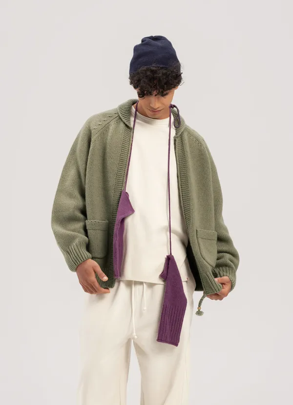 Bulky cardigan (Unisex)_Light Khaki