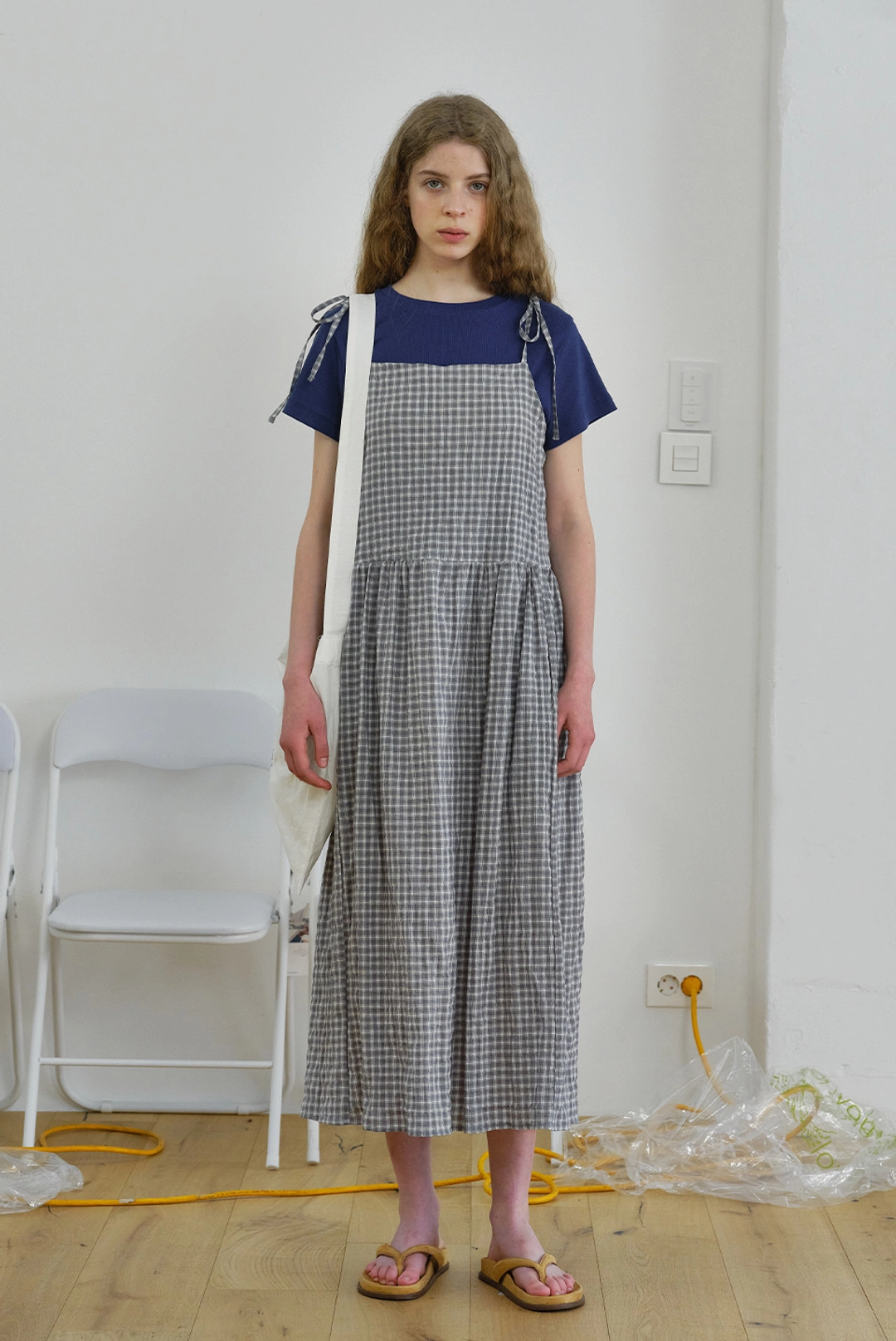 브렌다 브렌든 baker string dress - grey check 상품 이미지 2