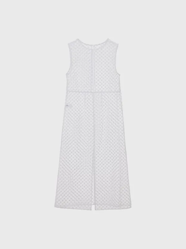 Floral texture sleeveless dress (white)
