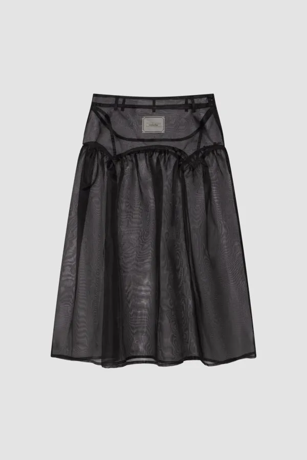 SHEER LAYERED LONG SKIRT_BLACK