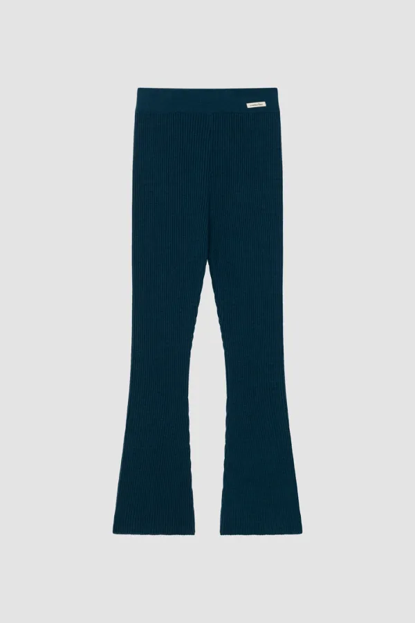 [EXCLUSIVE] WOOL RIBBED KNIT PANTS_TEAL BLUE