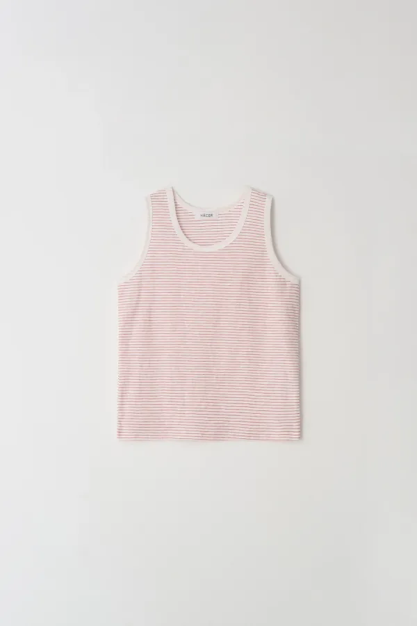 Stripe U-neck Sleeveless