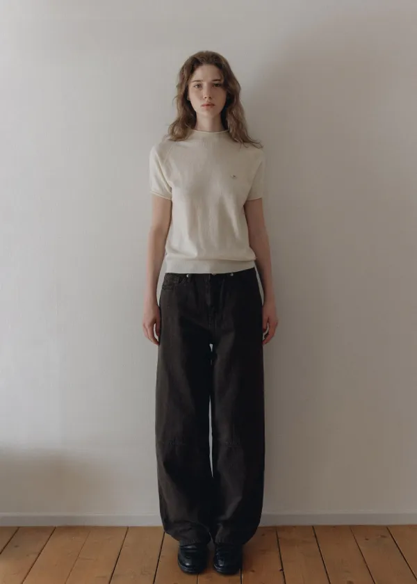 Haze curved denim (dark brown)