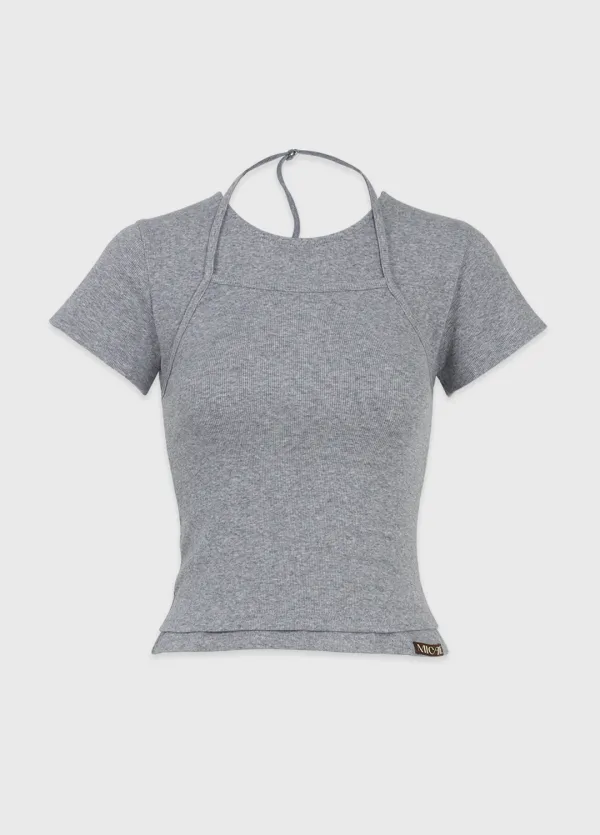  [44-120]  Vanenu Tee-Halter Sleeveless Setup  바네누 티-홀터 슬리브리스 셋업 (여름-데일리룩-출근룩-캐주얼-베이직-셋업-여름반팔-여름티셔츠-티셔츠-홀터넥-홀터나시-기본티-슬림핏-다이마루-자체제작) 