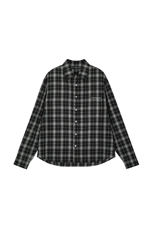 OVERSIZED CHECK SHIRT - BLACK