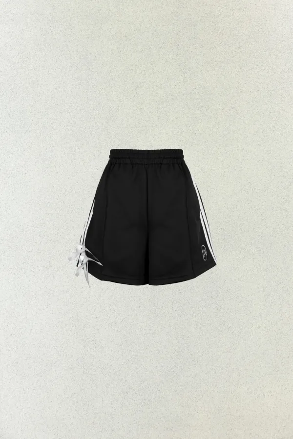 RIBBON JERSEY TRACK SHORTS PANTS / BLACK