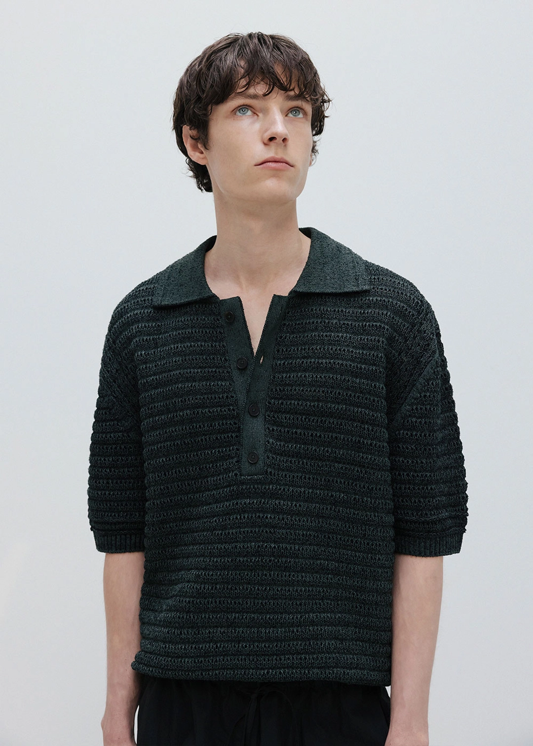 우마뭉 Paper & boucle crochet collared pullover_Forest 상품 이미지 2