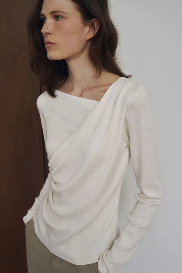 Unbalance Drape Knit Top [LMBFAUKN307]-3color