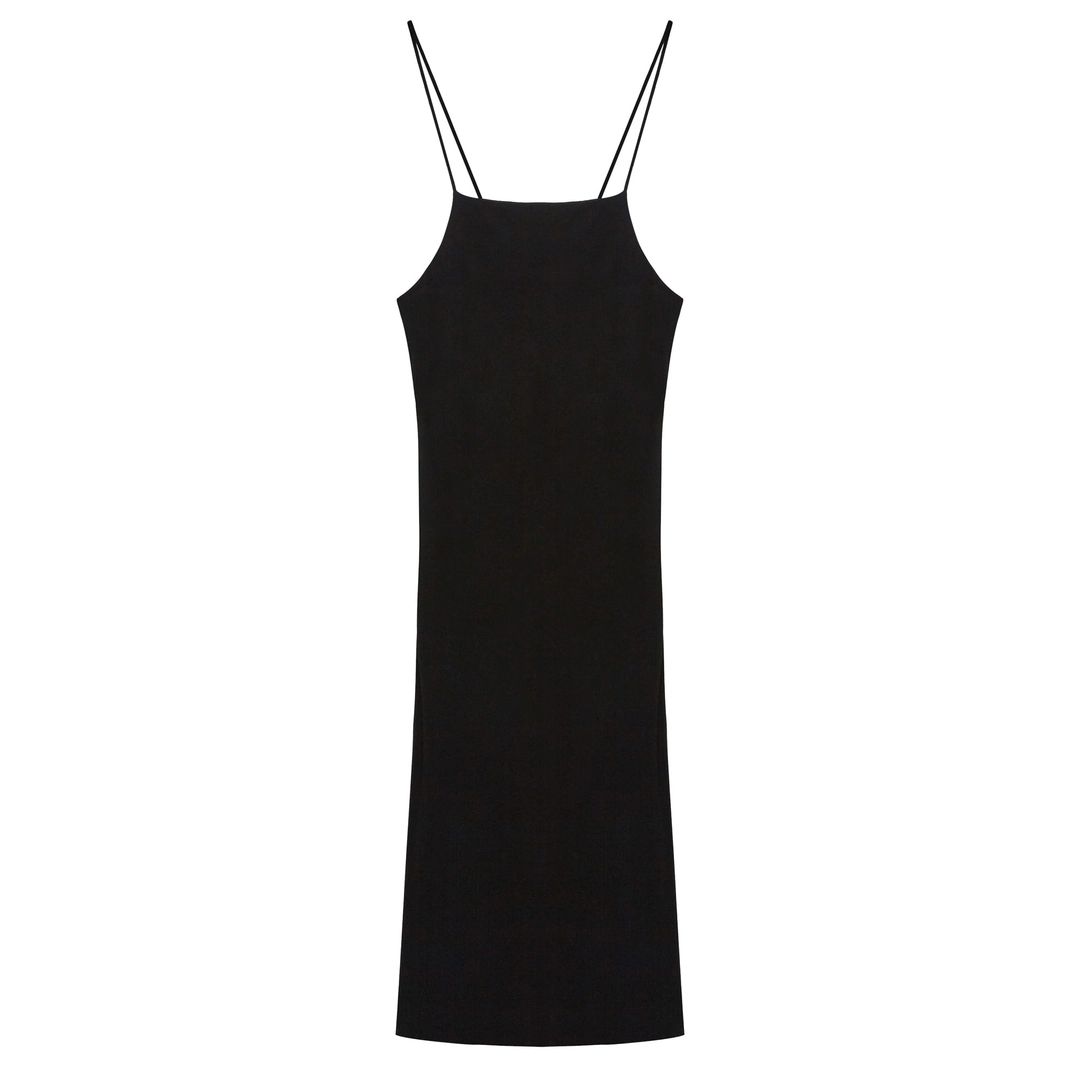 String Sheer Long Dress - black
