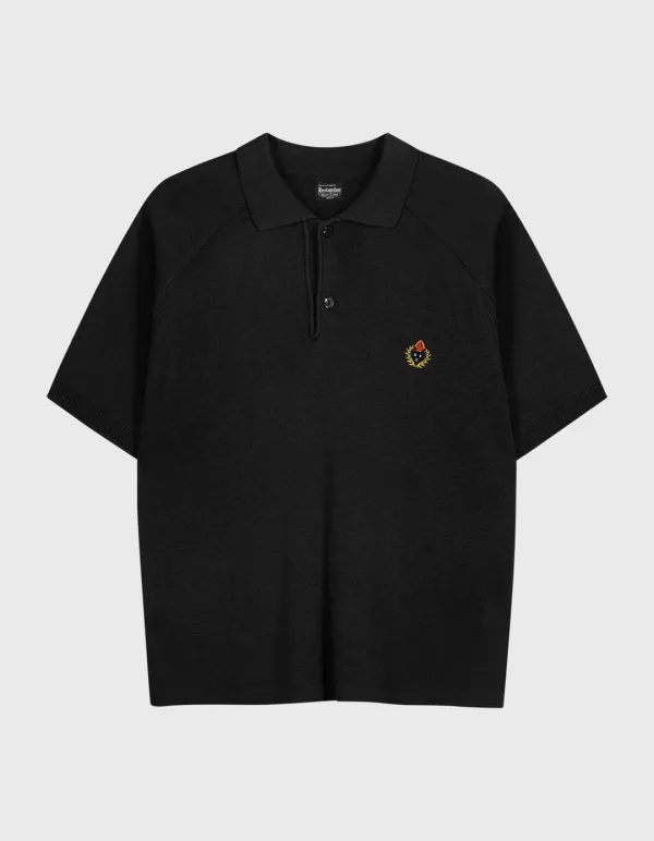 CREST RAGLAN POLO SHIRT / Black