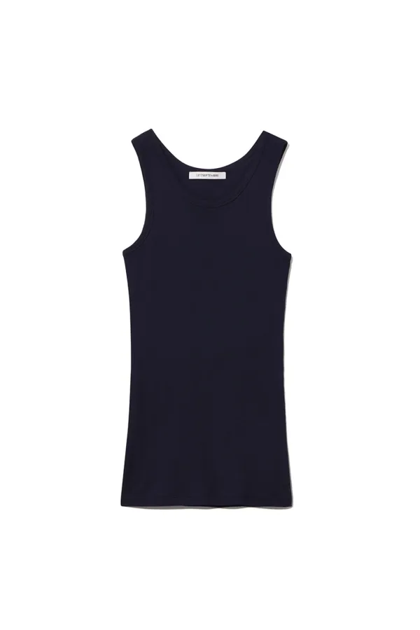 COTTON RIBBED SLEEVELESS TOP [NAVY]