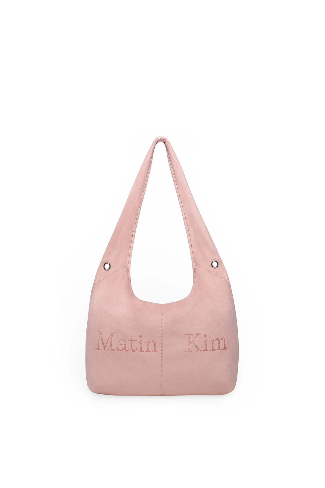 마뗑킴 LOGO POINT SUEDE ROUND ECOBAG IN PINK 상품 이미지 1