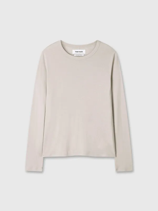 (W) COTTON CASHMERE ESSENTIAL TOP_ ARCTIC GREY