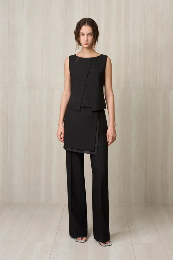 TAILORED SKIRTED TROUSERS BLACK