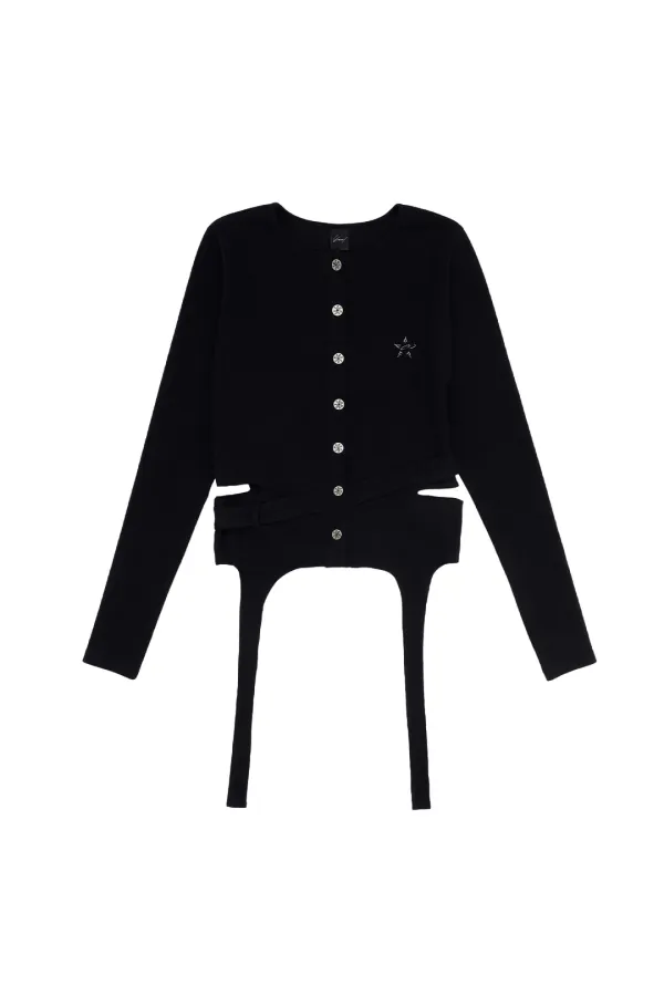BELT-STRAP CARDIGAN BLACK