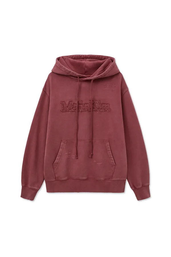 VINTAGE COLOR DYING LOGO HOODY IN RED