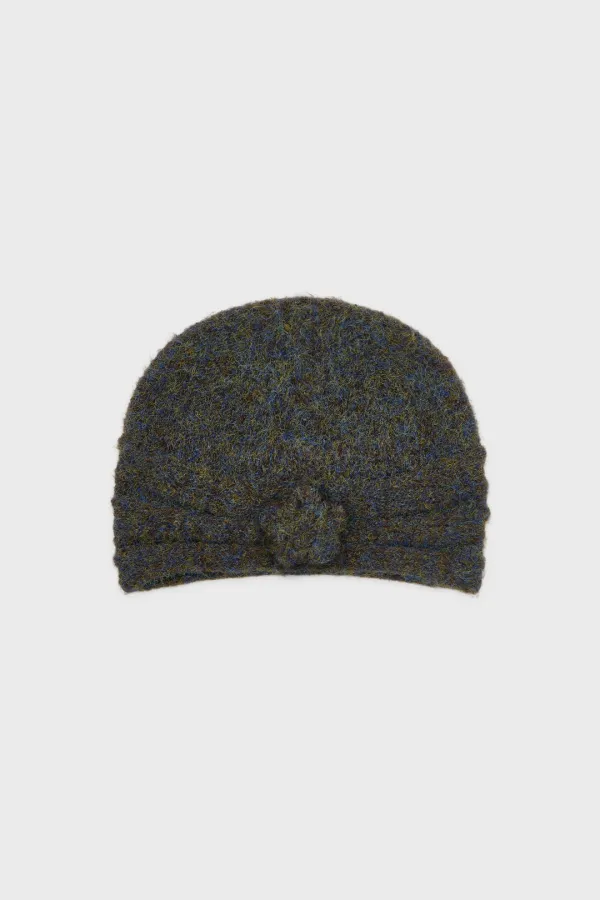 Flower Shirring Beanie (Khaki Brown)