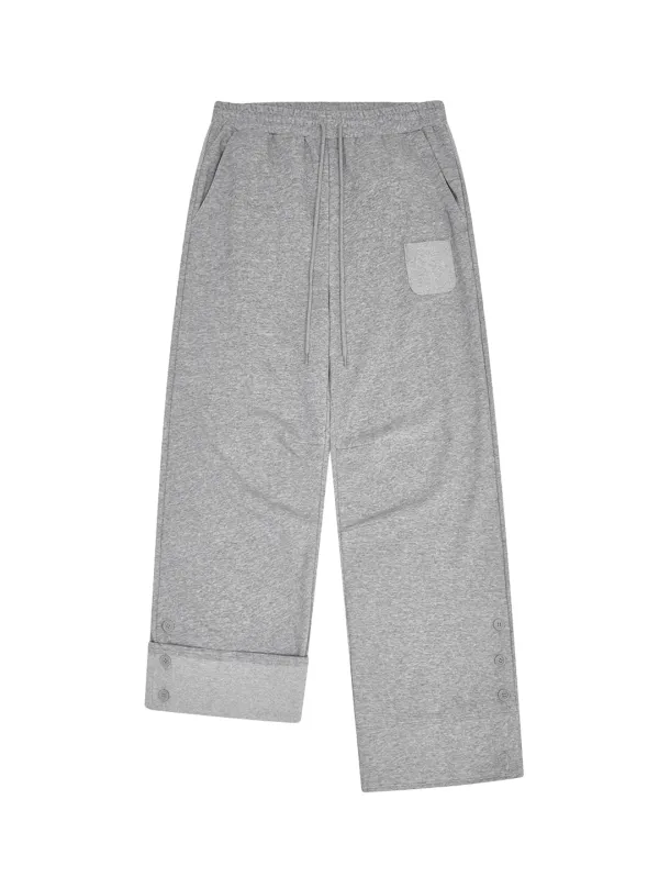 ROLL-UP BUTTON SWEATPANTS [HEATHER GREY]