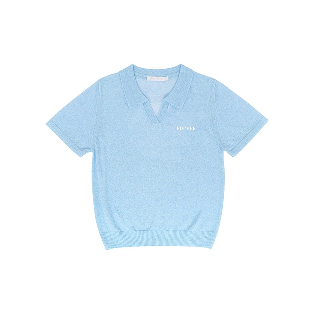 피브비 Giant Smiley Short Sleeve Knit Top (cornflower blue) 상품 이미지 1