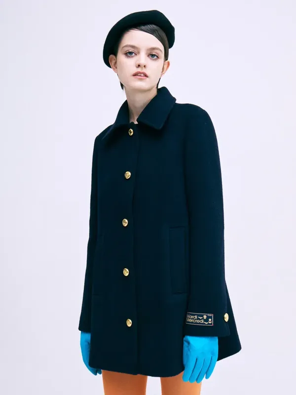 WOOL A LINE JACKET_NAVY