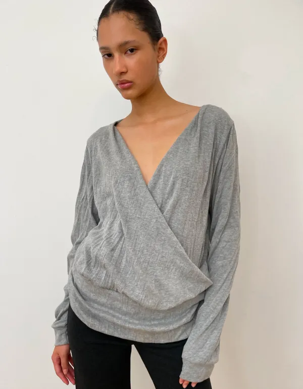 SOFT WRAP PULLOVER, GREY