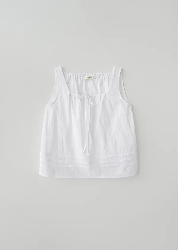 Square shirring blouse (white)