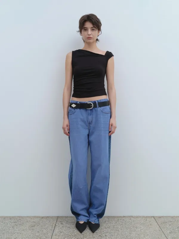 Washed Relaxed Balloon Jeans [Blue]