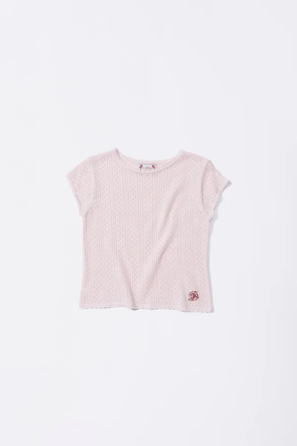 Eyelet Knit Tee Baby Pink