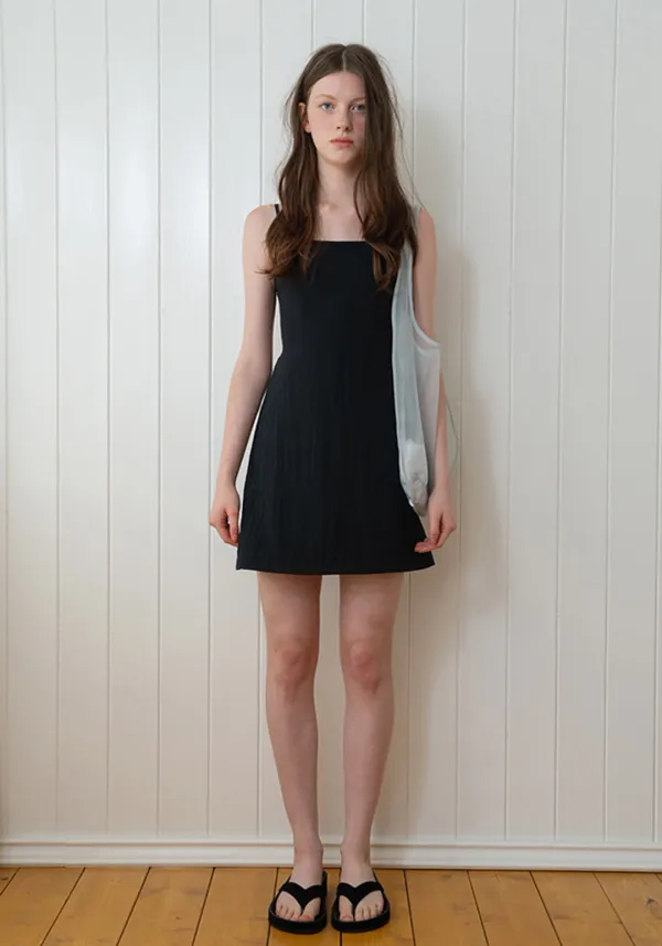 Back banding mini dress (Black)