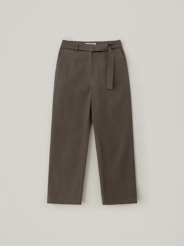 Jett Cotton Belted Pants - Washed Brown - CHE-SEOUL