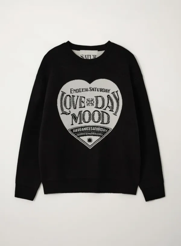 Saturday Retro Mood Pullover Knit - Black