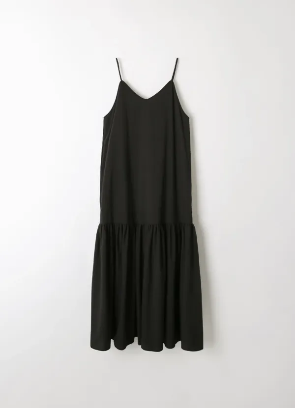 Cotton String Tiered Dress - Washed Black