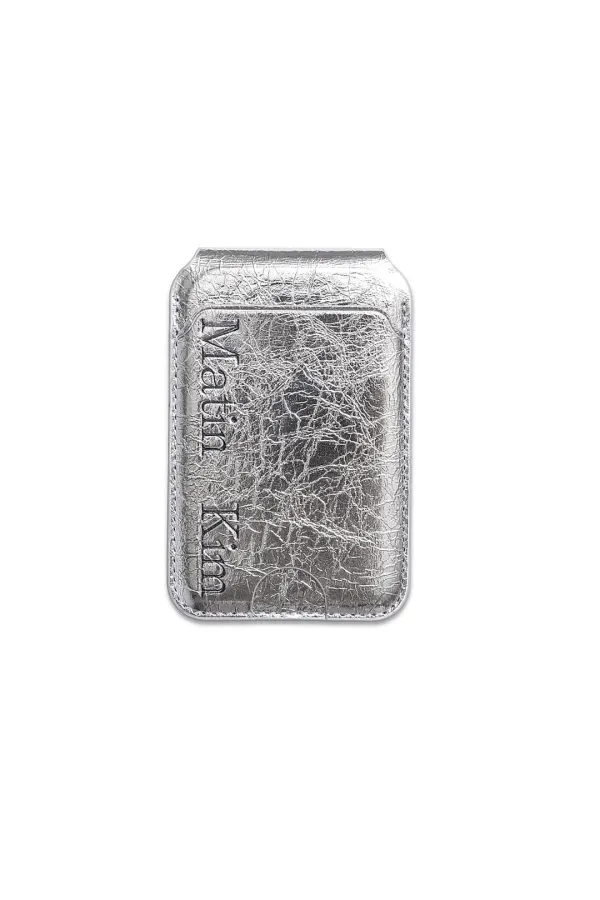 MATIN MAGNETIC FLIP CARD WALLET IN SILVER
