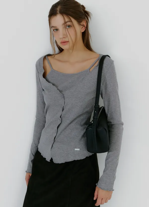 [44-120]  Sion Lettuce Edge Layered Tee  시온 레터스 엣지 레이어드 티 (가을-봄-데일리룩-데이트룩-출근룩-이지웨어-캐주얼-페미닌-베이직-레이어드-긴팔티셔츠-나시-티셔츠-슬림핏-골지티셔츠-물결-자체제작)